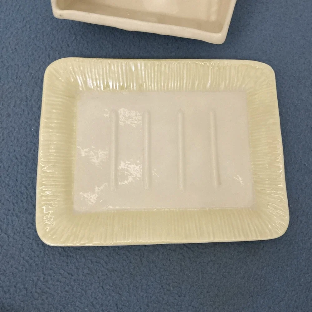 Belleek Irish Fine Parian Porcelain Yellow Cottage House Butter/Cheese Dish